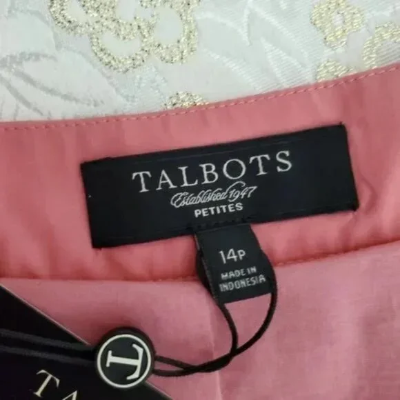 NWT Talbots Pink Voile Crystal Pleated Cotton Blend Women's Skirt Size 14P - Picture 6 of 10